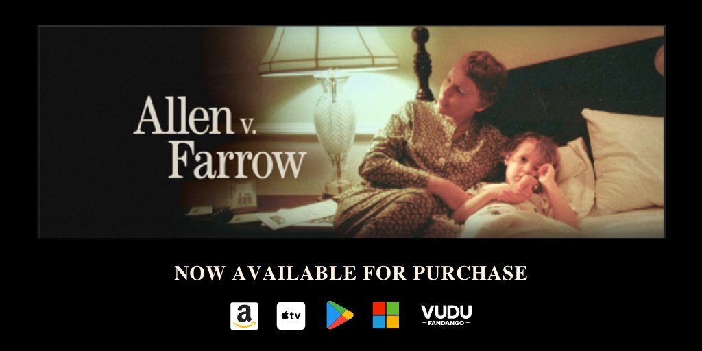 #AllenvFarrow is now available for purchase on @Amazon <a href="/AppleTV/">Apple TV</a> <a href="/Google/">Google</a> <a href="/VuduFans/">VuduFans</a> &amp; <a href="/Microsoft/">Microsoft</a>!
