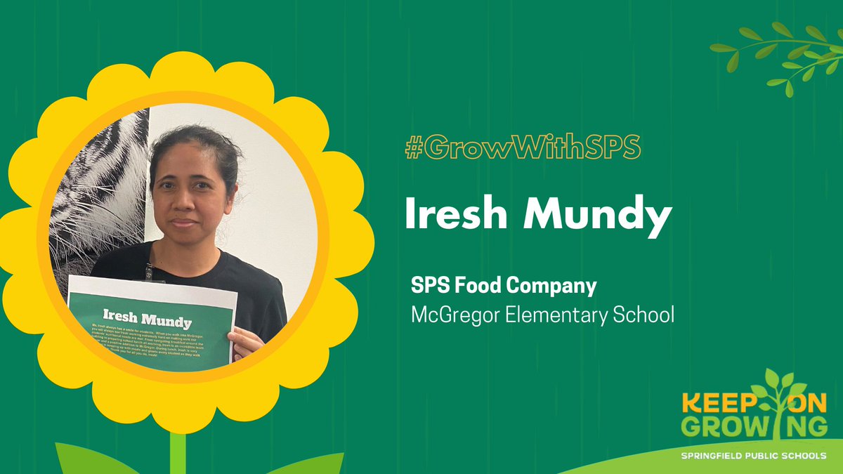 "From navigating breakfast around the building to preparing school lunch all morning, Iresh is an incredible team player and a positive addition to <a href="/McGregor_SPS/">McGregor Elementary</a>." #GrowWithSPS