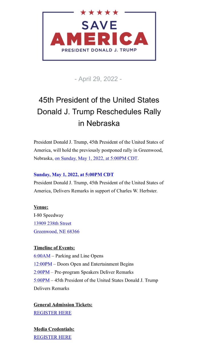 Read more about the article 45th President of the United States Donald J. Trump Reschedules Rally in Nebrask
