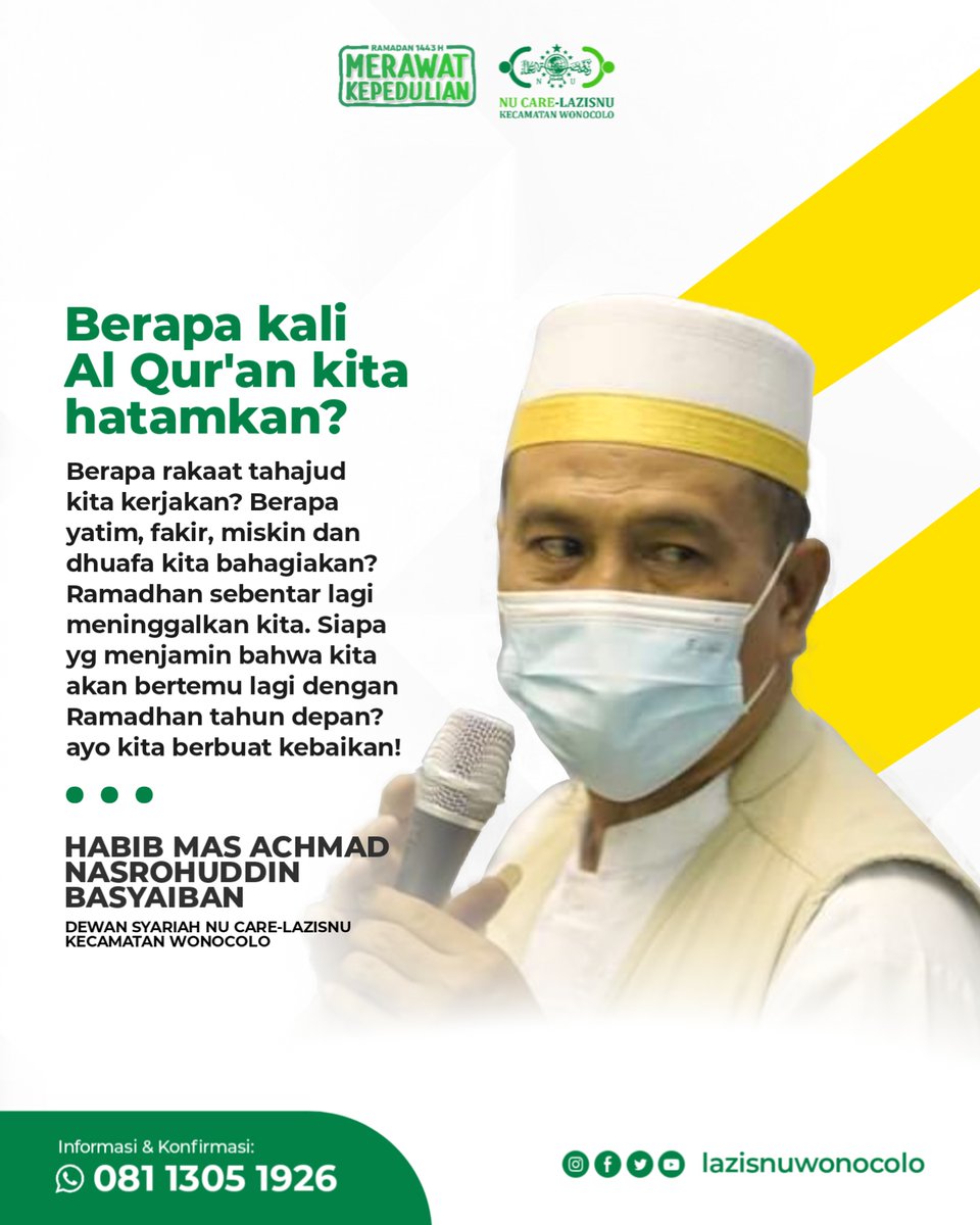 lazisnuwonocolo's tweet photo. Berapa kali Al Qur'an kita hatamkan?
Habib Mas Achmad Nasrohuddin Basyaiban
#mwcnuwonocolo #nahdlatululama #pwnujatim #nuwonocolo #nusurabaya #MerawatNusantara https://t.co/sA1asH24aH