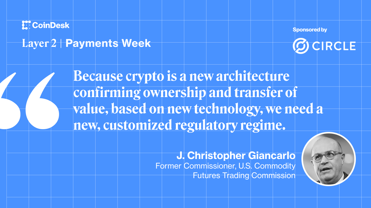 CoinDesk's tweet photo. .@Giancarlo_MKTS says a CBDC could have widespread effects: simplifying taxation, reducing costs across the financial system and making the U.S. more resilient and better able to respond to economic shocks.

#PaymentsWeek, presented by @circlepay:
https://t.co/u1FBHQQbBo https://t.co/HAbwzWUBs0