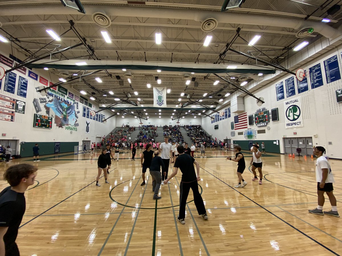 BartlettHawksPE's tweet photo. Team Handball Tournament is back!  Tremendous amount of competition, sportsmanship and great memories for our Hawks. @MDemovsky @BartlettHawksAD https://t.co/uByNYWSULs