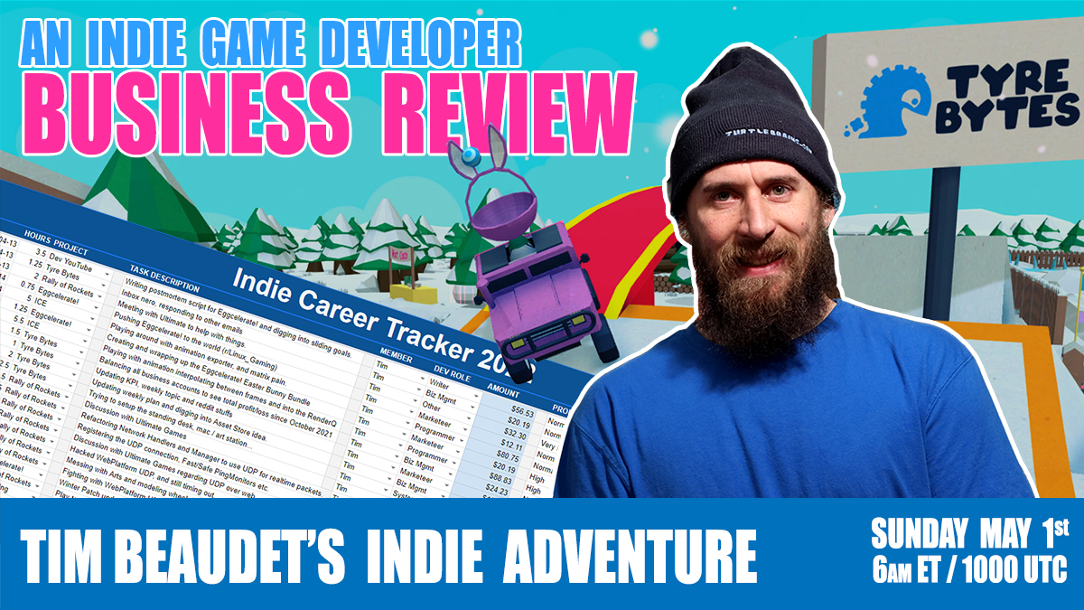 Join me Sunday while I dig through April 2022 in my indie #gamedev adventure, the income, expenses, hours and most importantly: LESSONS LEARNED.

twitch.tv/timbeaudet 

#gamedev #madeinunity #indiedev #business #transparency