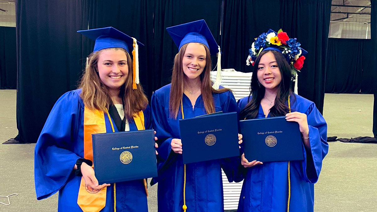 LauraGMason's tweet photo. Congratulations to these Hurricanes that earned their Associate Degree tonight from @CFedu, one month before they graduate from @CHSCanes!  We’re proud of you Abbey, Taylor, and Raquel 💛🖤 https://t.co/EWTK1zskRC
