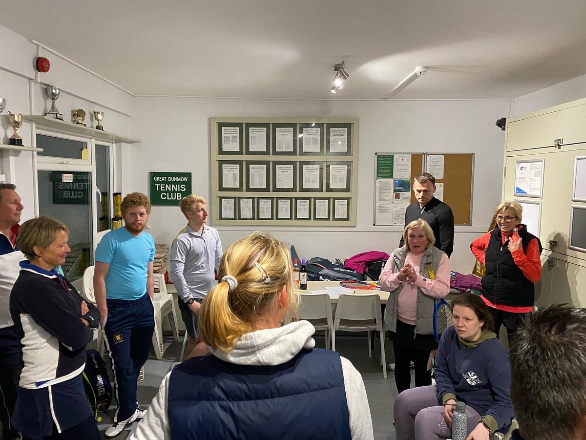 DunmowTennis's tweet photo. Tonight was The Paul Norris Tournament, our annual club charity tournament.

After 10 pairs battled it out, the man and lady with the highest individual scores and the winners were:

Emma D’Costa and Ollie Bond

Well done to you both! 🎉🎉

#PaulNorris #CharityEvent #DunmowTC https://t.co/IiUrluJKMH