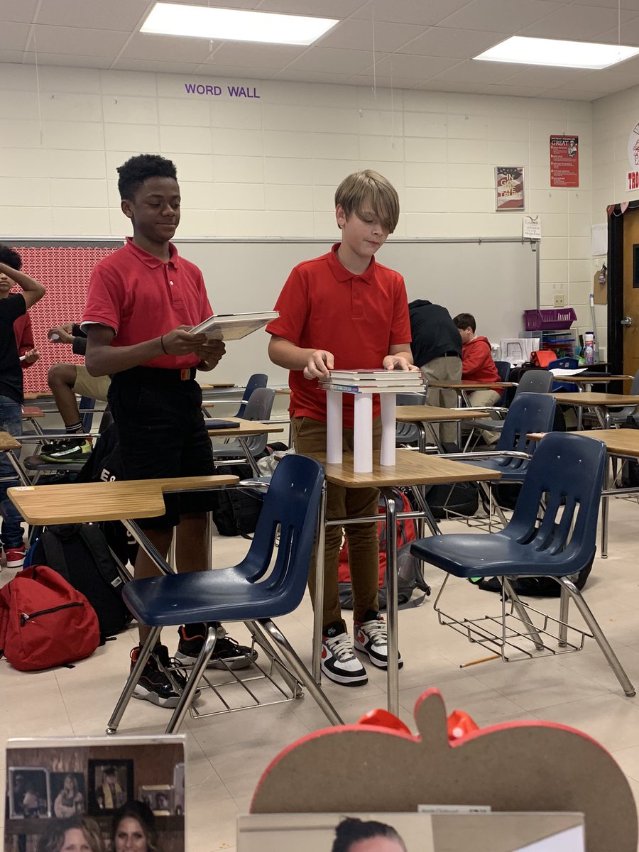 DeniceDMoore's tweet photo. After testing today @NEMSTrojans, my STEM Club had a fun time with the construction of paper bridges to test which team’s bridge could hold the most books. Another competition was on who had the best flights with their paper airplanes. @Deborah13302644 #LCSDExcellence https://t.co/6KwP2AXyJp