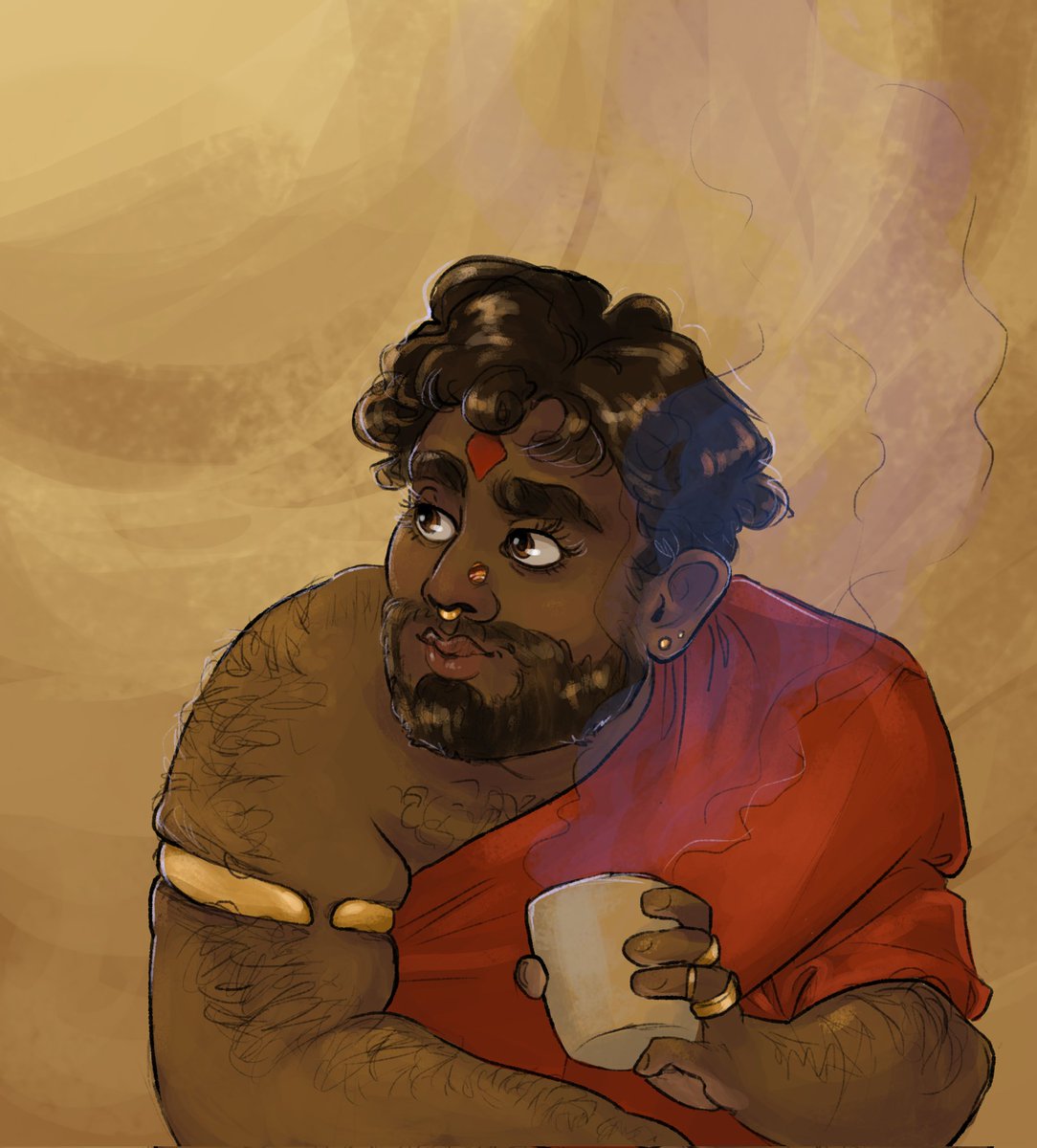 fictionwithsash's tweet photo. Meet fan favourite Thumin Sandaruth:
✨ priest of the hearth
✨ worn out and underappreciated
✨ trying so hard
✨ gay and anxious
#charactersoftwitter https://t.co/IISEmltXN7