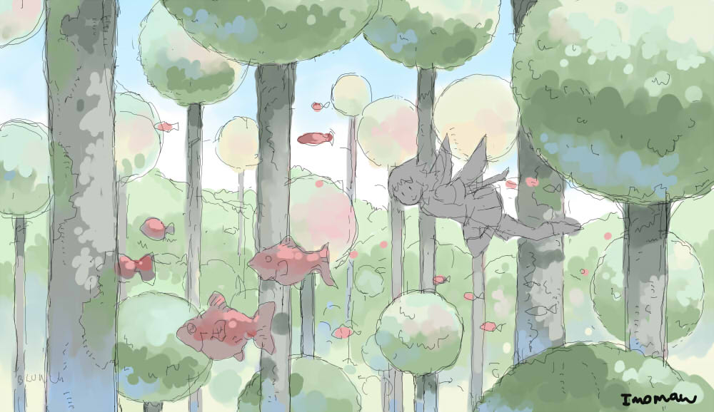 お題：巨大な植物　過去のお題です
#背景版深夜の真剣お絵描き60分一本勝負