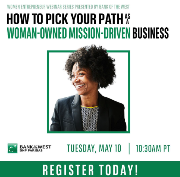 On Tuesday, May 10, 2022 10:30 am, our friends at @bankofthewest are sponsoring an informative, inspirational, and all around outstanding event. 

2022 Women Entrepreneur Event Series: How to Pick Your Path as a Woman-Owned Mission Driven Business. 

bit.ly/3vMiybO