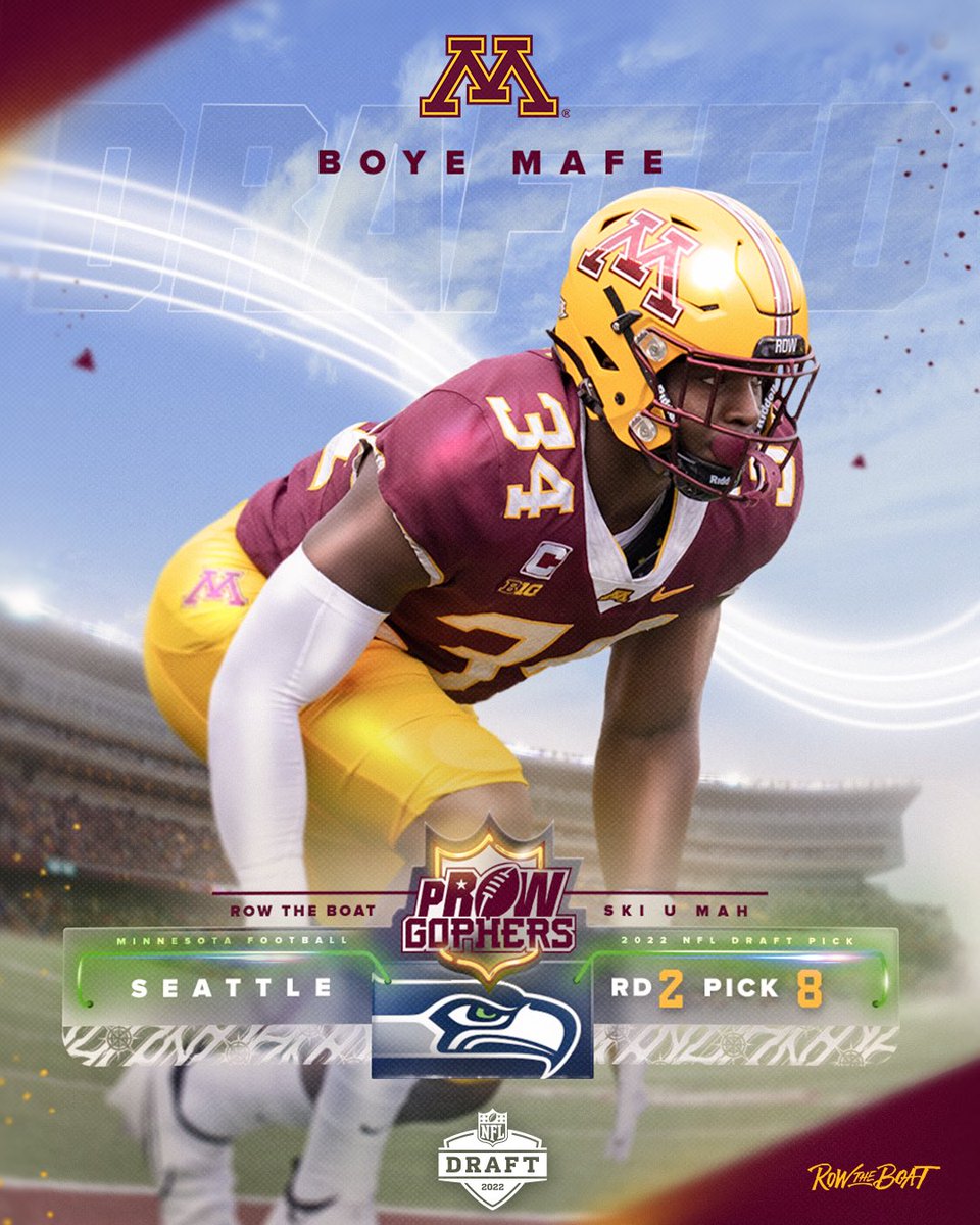 GopherFootball's tweet photo. It’s your time to shine, @boye_mafe! The @Seahawks just picked up an ELITE player and an even better person! 

#GoHawks x #pROWGophers https://t.co/0qvxeVQFq0