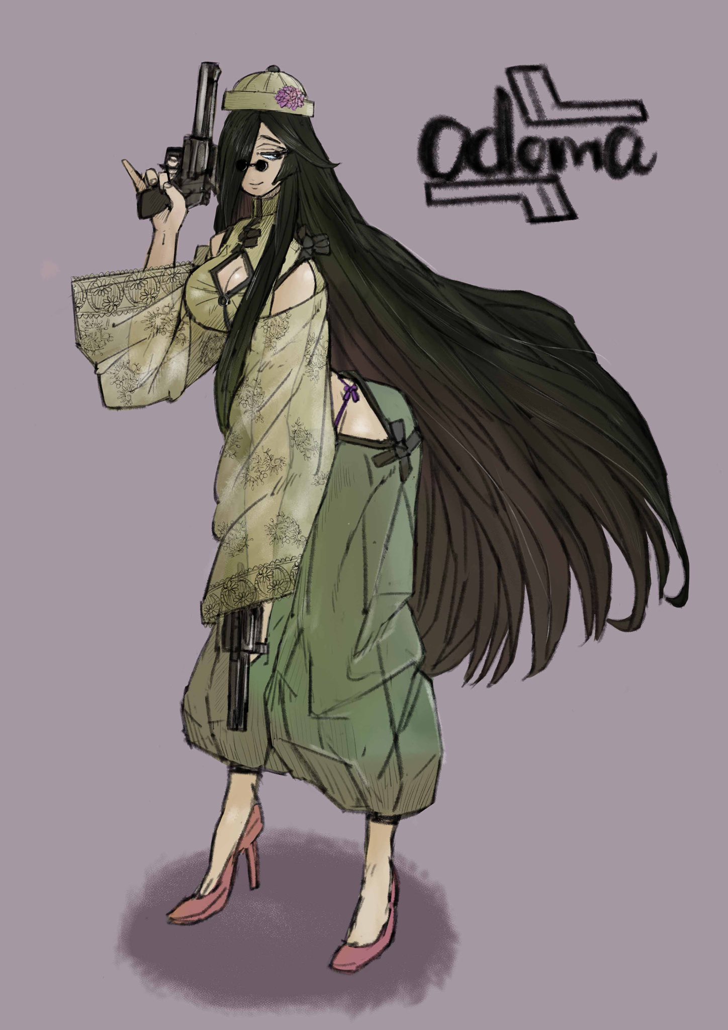 太陽の子 制服の祭典 刮目せよ 22 参加します オリキャラの オドマ 描きました イラスト オリキャラ オリジナル キャラクターデザイン 創作 Illustration Artwork Artgallery 中国 拳銃 チャイナ服 黒髪ロング フォロワーさん