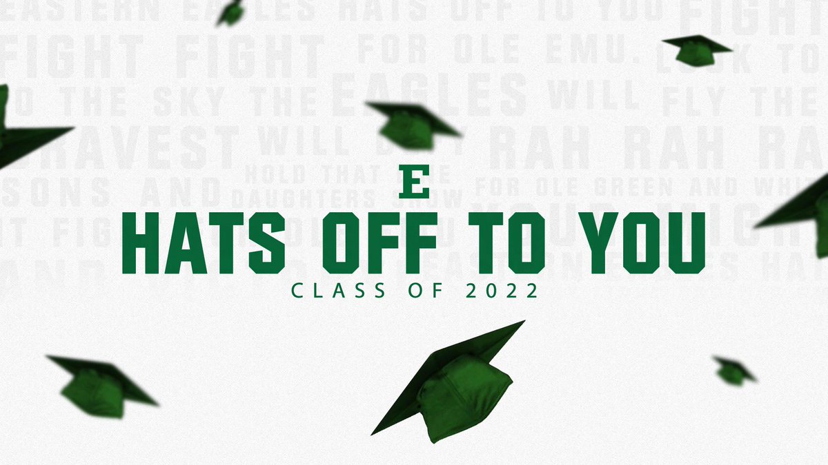EMUAthletics's tweet photo. 🎓𝙃𝘼𝙏𝙎 𝙊𝙁𝙁 𝙏𝙊 𝙔𝙊𝙐🎓

Help us say CONGRATULATIONS to all our awesome student-athletes who officially received their diplomas today at commencement‼️👏

We are so proud of you all 🦅🎉

📰 https://t.co/UeZWKz07fb

#EMUEagles https://t.co/ktep5l4Xia