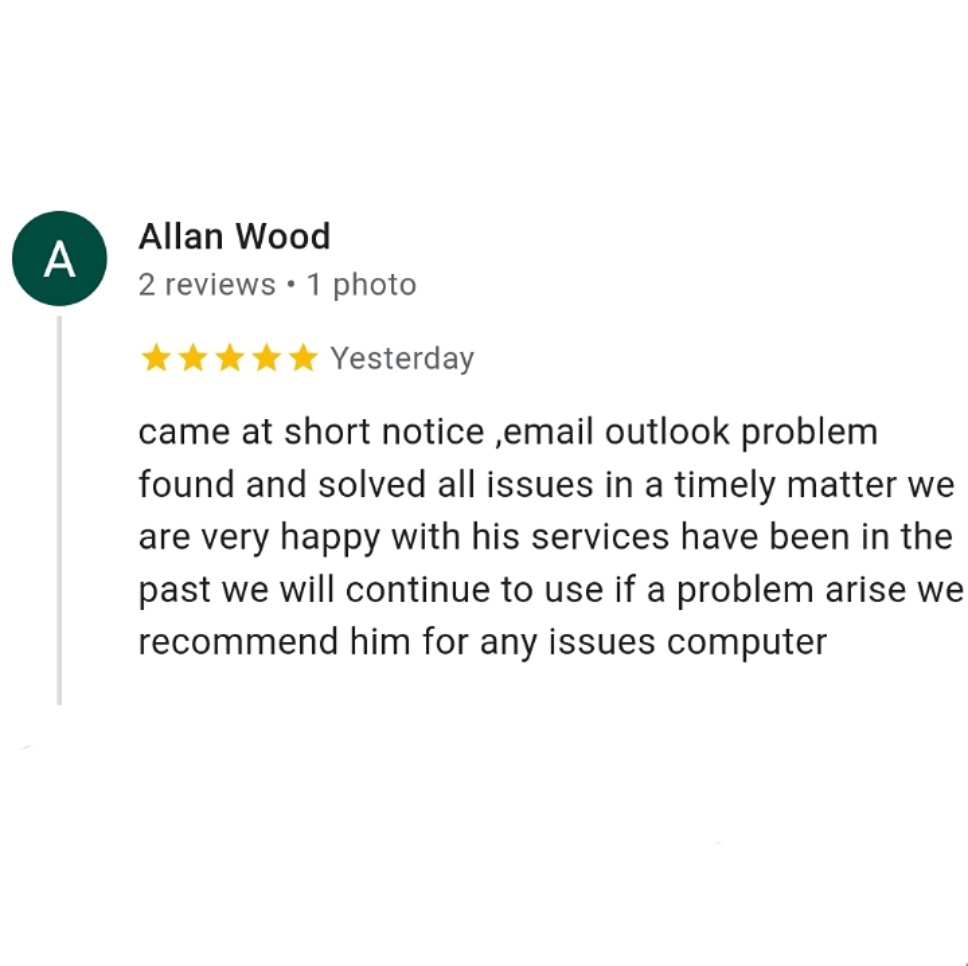 CompuCare2016's tweet photo. Another 5 🌟. Such a good feeling. 😉
Thank you Allan. https://t.co/rkXRkn0t6L