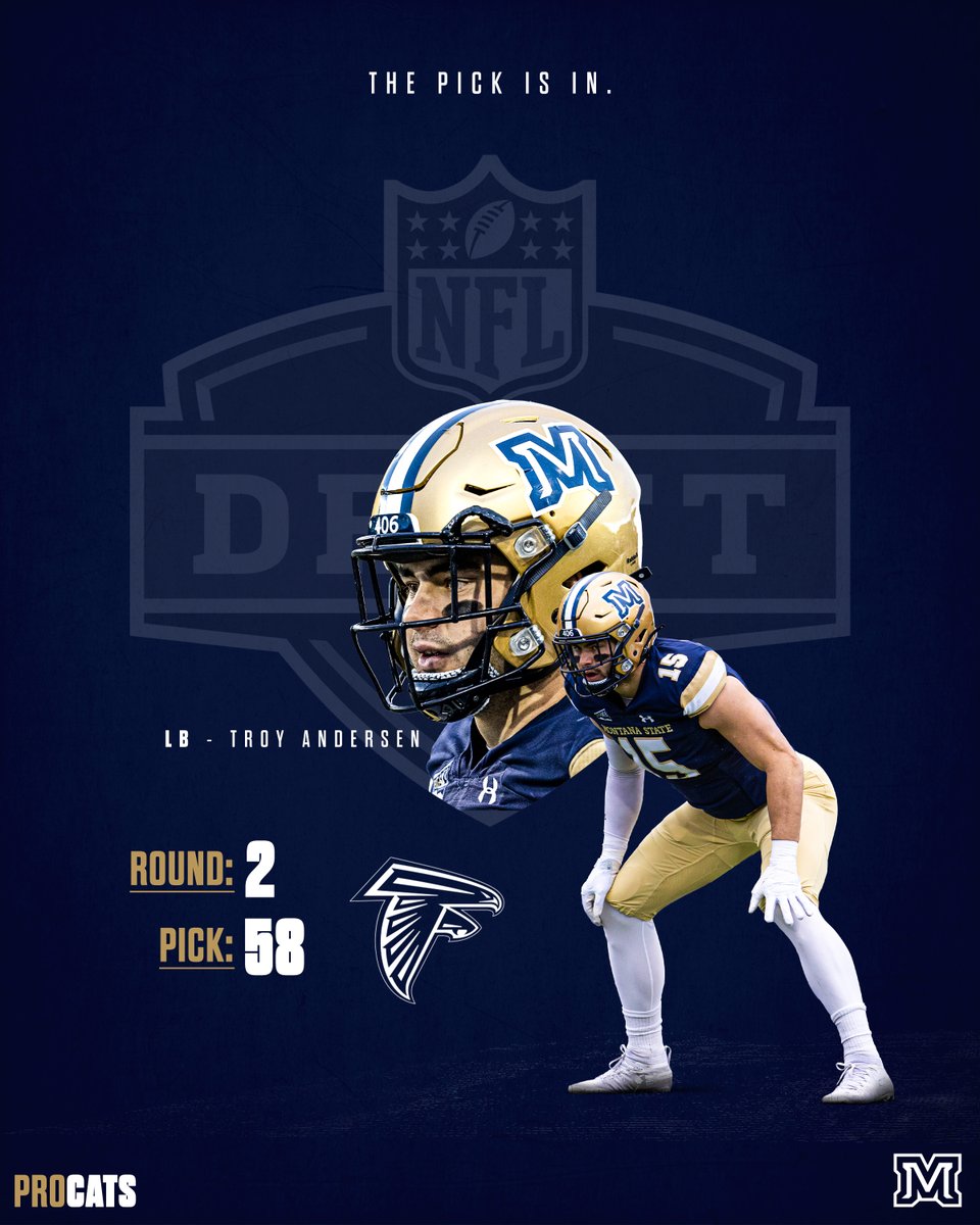MSUBobcats_FB's tweet image. With the 58th pick in the NFL Draft, the @AtlantaFalcons pick @troy_andersen!!

Congrats Troy!

#BobcatBuilt | #ProCats