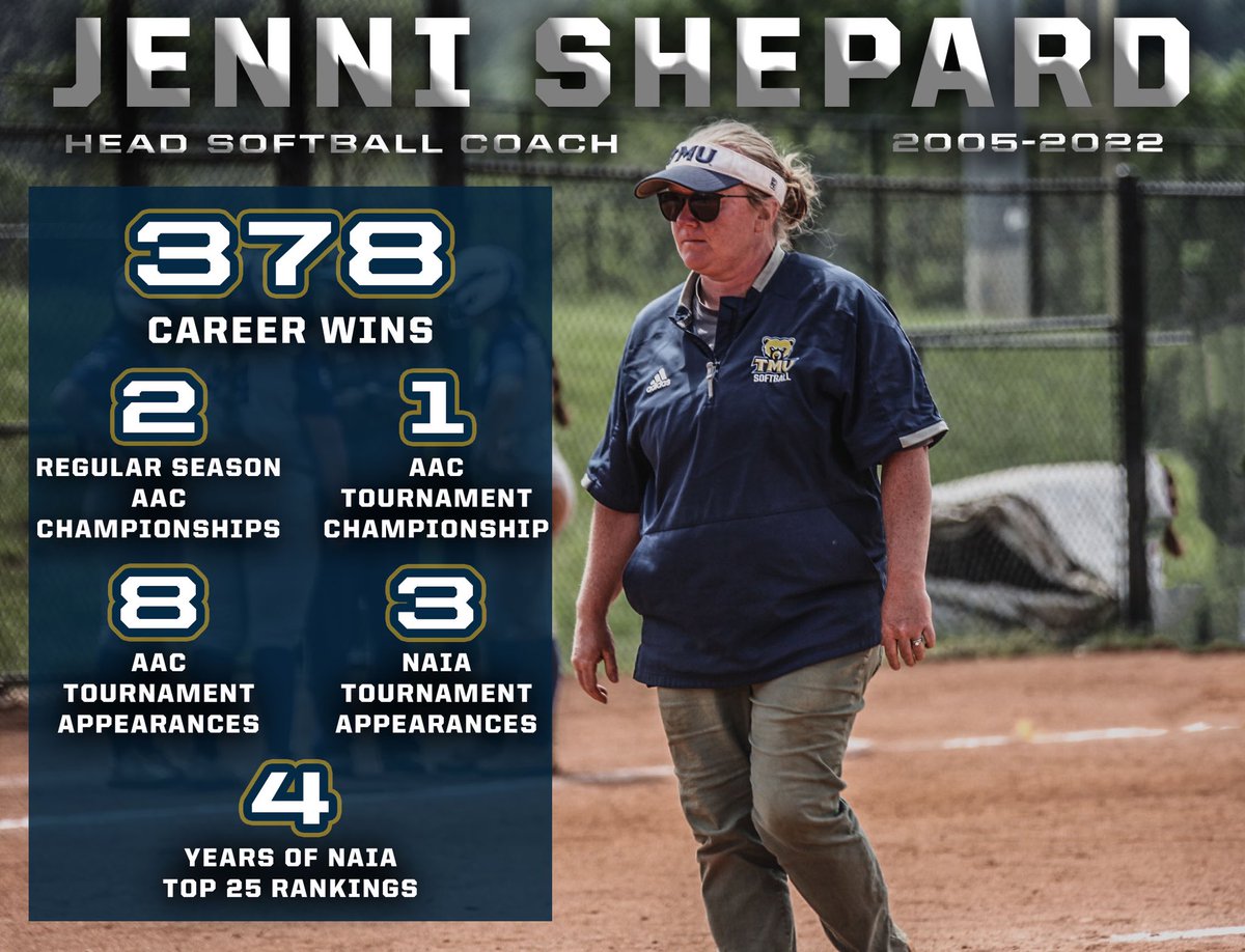 👏🐻🥎Thank you Head Coach Jenni Shepard for all you have done for the TMU softball program and all you continue to do for our university. We will miss your presence on the field, but are excited to see all you will accomplish in your next chapter at Truett McConnell! #WeAreTMU