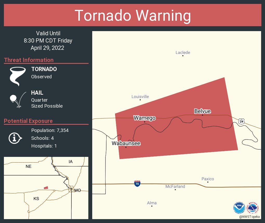 NWS Tornado on Twitter "Tornado Warning continues for Wamego KS