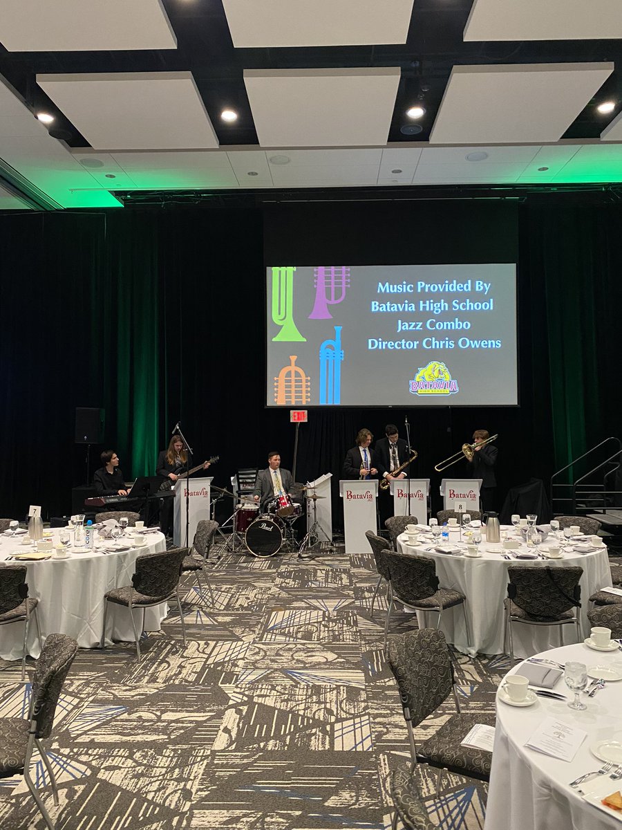 BataviaHSMusic's tweet photo. Honored to provide musical entertainment for the #EOTY46 - the @BataviaBands students were wonderful tonight. Thank you all and congrats to all the Educators and Retirees being honored - especially those from @BPS101. https://t.co/9Lqoiv4jwk