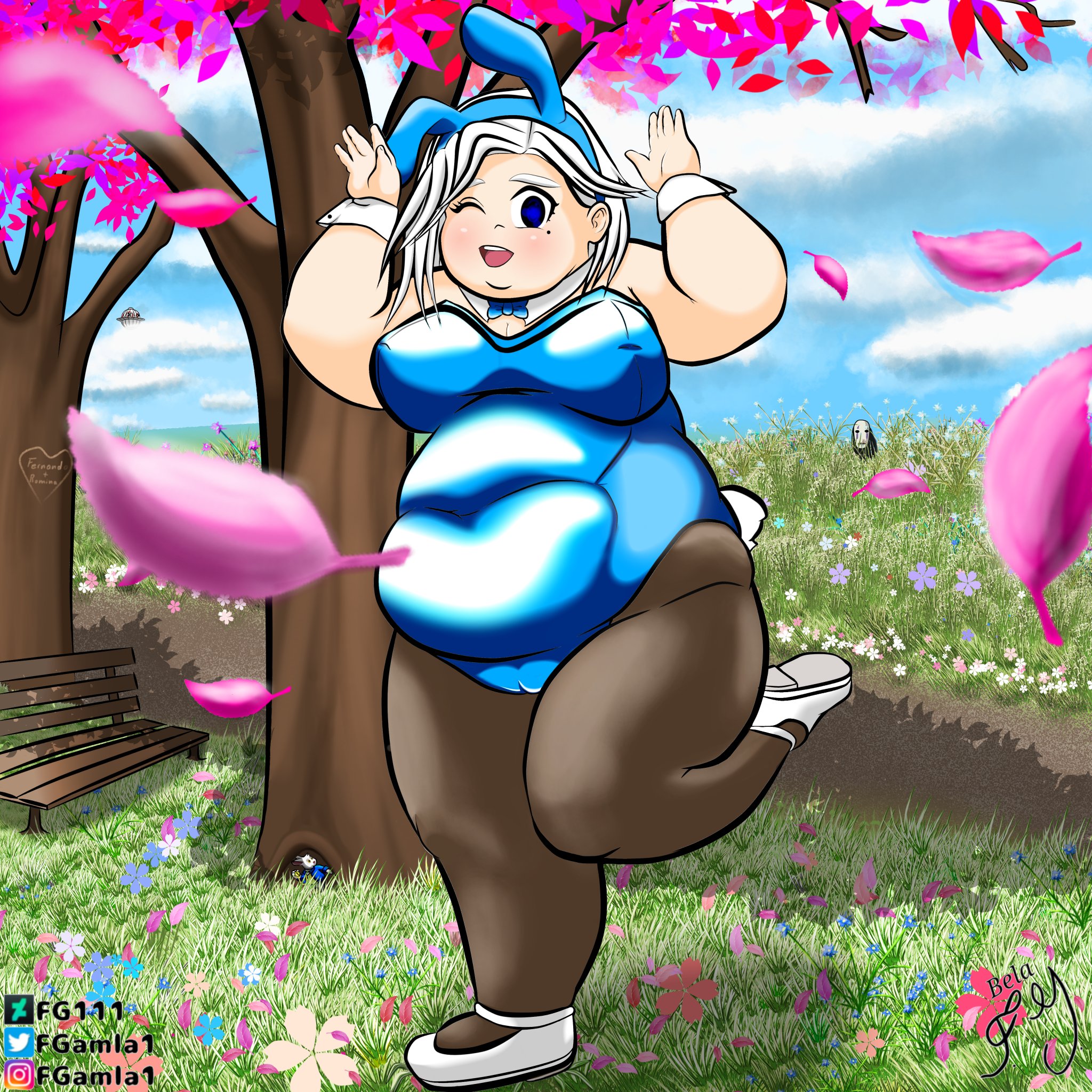 FG on X: Fifth drawing of my OC Bela, it was for Easter but it took me a  long time to draw the details, anyway I hope you like it #bbw #chubbysissy #
