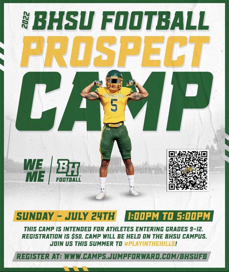 Thanks to <a href="/CoachKelley52/">Dantrell Kelley</a> for the prospect camp and visit up to Black Hills State! Looking forward to learning more about BHSU and it’s football program! #playinthehills