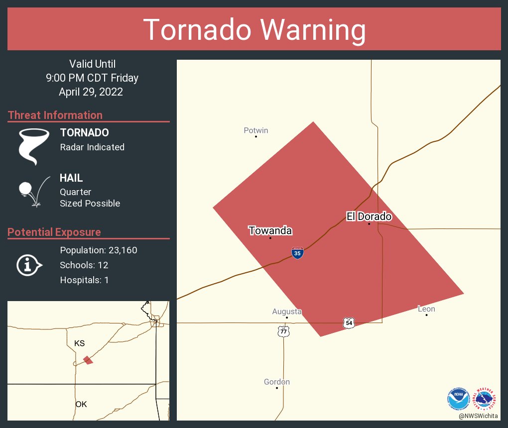 NWS Tornado on Twitter "Tornado Warning continues for El Dorado KS
