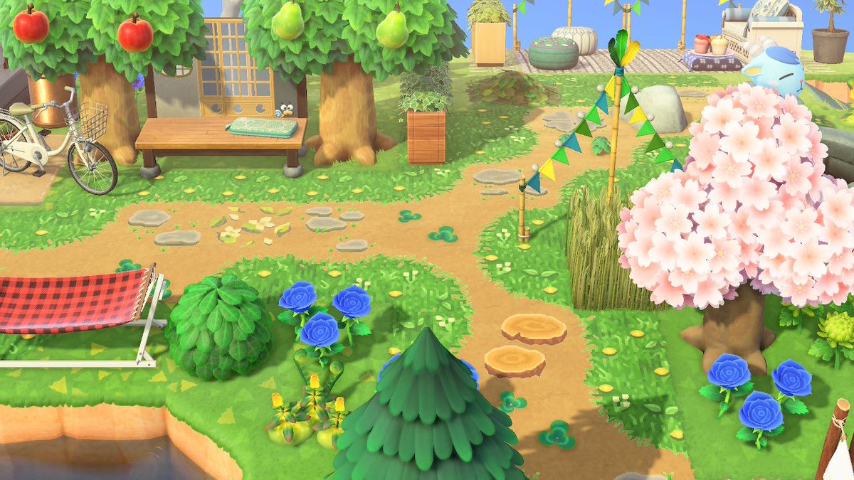 KatuCrossing's tweet photo. I loved the beautiful “Lawn Path” by origo_ali, but it didn’t match my April grass, so I made my own! I did my best to match the in-game grass because I want to use it as a “reverse path.” The stones are mine, too.

🎨 MA-0412-3056-4241

#acnh #acnhdesign #acnhinspo #マイデザイン https://t.co/2NdXt2yRuO