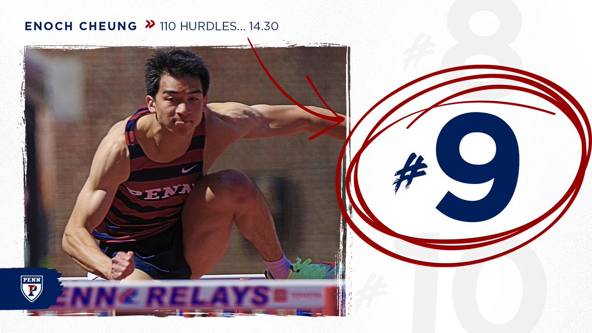 PennTrack's tweet photo. Enoch Cheung put himself into the top 10 in program history on Friday in the 110 hurdles! 

He clocked a time of 14.30 to land ninth in the record book!

#ThePursuit | #FightOnPenn https://t.co/OHOhXsg6V0