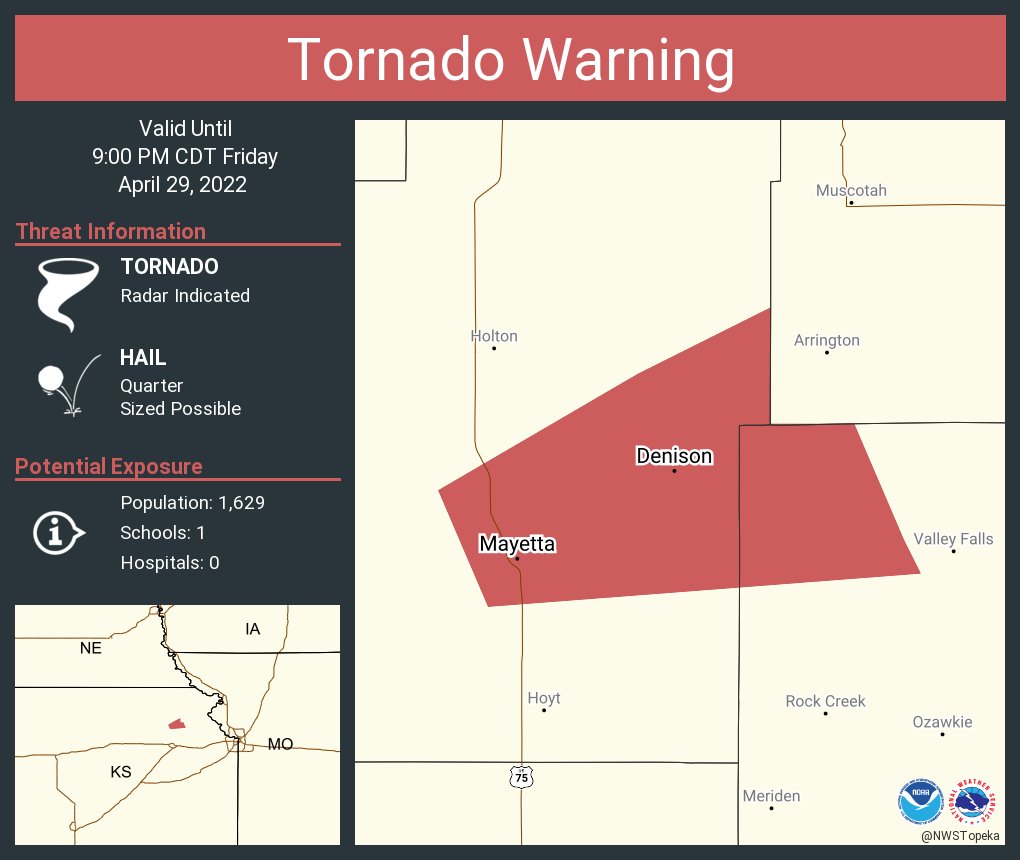 NWS Tornado on Twitter "Tornado Warning continues for Mayetta KS