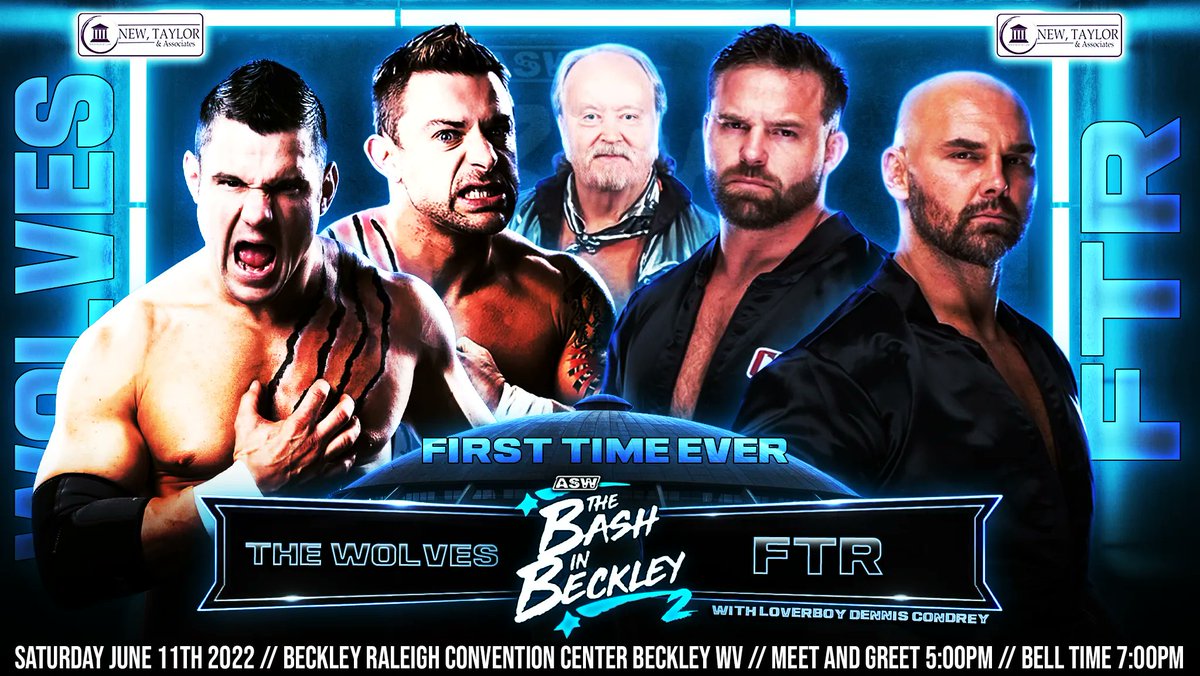 TheChandman_'s tweet photo. First Time Ever The Wolves VS FTR with Loverboy Dennis Condrey. Saturday June 11th Beckley Raleigh Convention Center Beckley WV.
#SupportIndyWrestling #BashInBeckley #AEW #IMPACTWRESTLING #MLW #TNA #WWE #FirstTimeEver #MidnightExpress https://t.co/sjoWsCnoN8