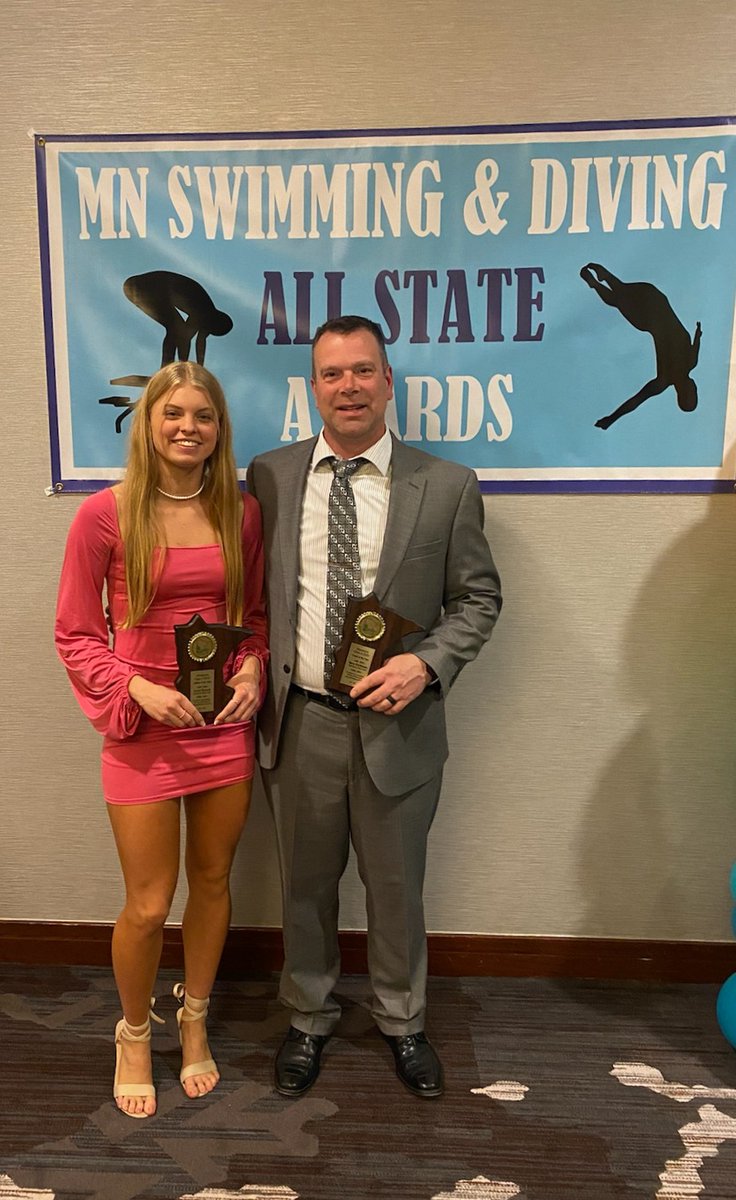 Congratulations to Grace, Class A Girls Swimmer of the Year, and Coach Fairbanks, Class A Girls Coach of the Year! 🎉 4th title in the row for Grace and 5th in a row for Fairbanks. 🐯🦈 #wearehutch #tigersharks <a href="/HutchActivities/">Hutchinson HS Activities Department</a> <a href="/HutchBoysSwim/">Hutchinson Boys Swim & Dive</a>