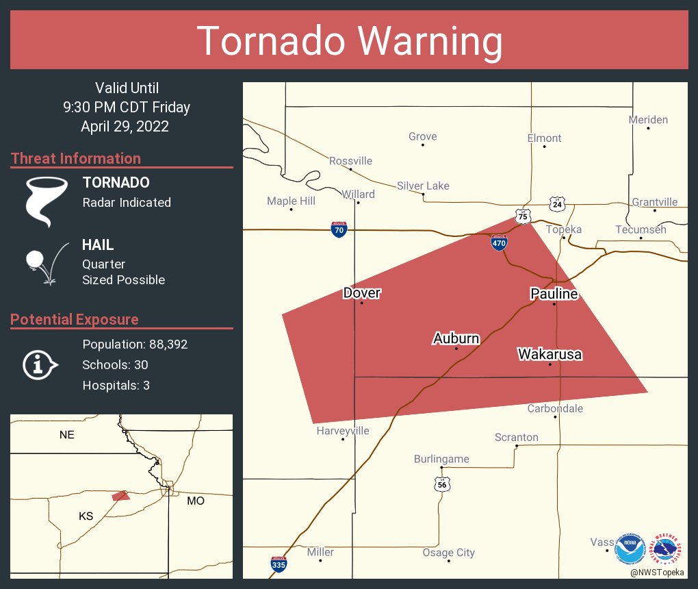 NWS Tornado on Twitter "Tornado Warning including Auburn KS, Wakarusa