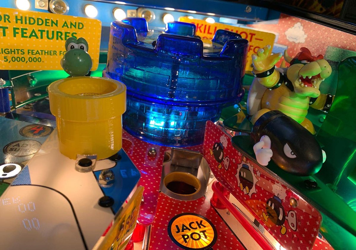 ThePinScientist's tweet image. I redesigned flasher caps for Super Mario Bros in CAD, painted them, and installed them. I think they turned out great! 

#Pinball
#PinballMods