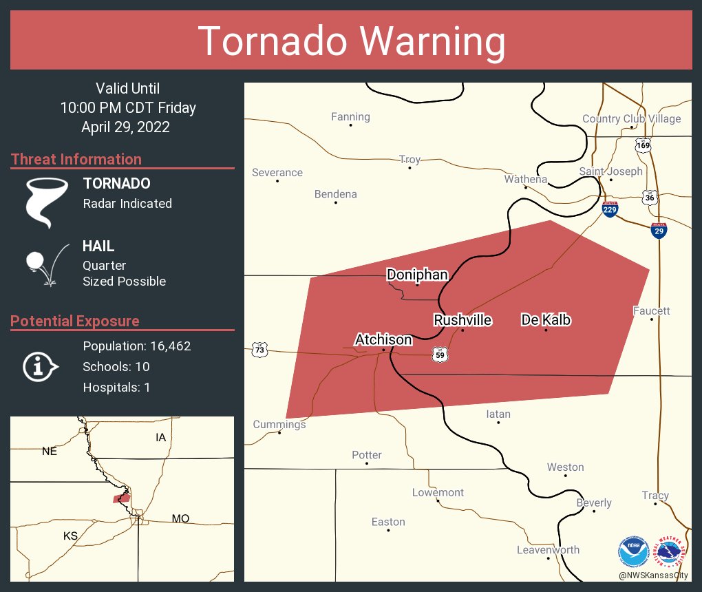 NWS Tornado on Twitter "Tornado Warning including Atchison KS