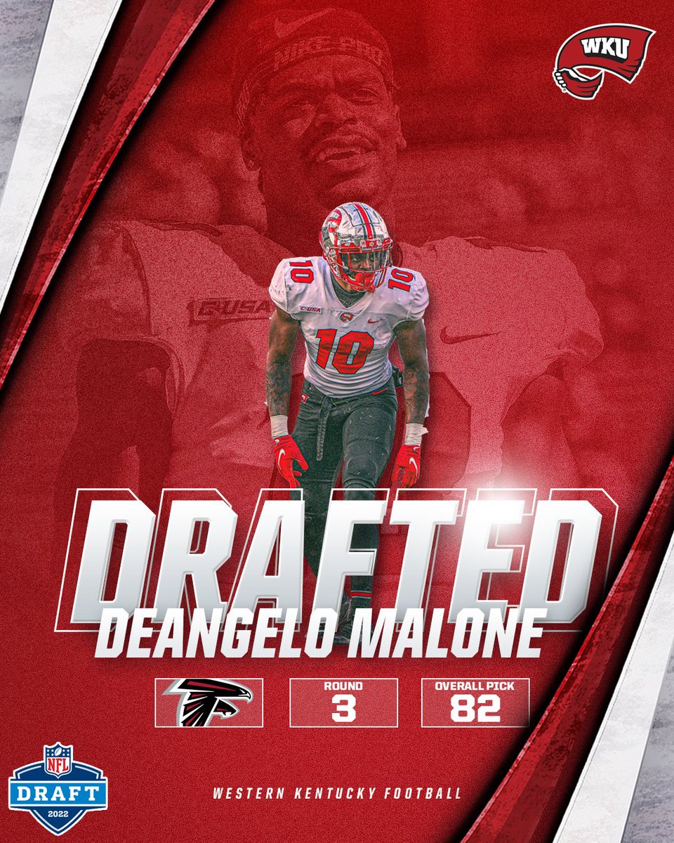 WKU Football (@wkufootball) on Twitter photo ๐๐๐ผ๐๐๐ ๐๐๐
Congrats to <a href="/debomalone18/">DeAngelo Malone</a> on being selected with the 82nd overall pick in the third round of the NFL Draft by the <a href="/AtlantaFalcons/">Atlanta Falcons</a>โผ๏ธ
#GoTops | #ProTops ๐๐๐ผ๐๐๐ ๐๐๐
Congrats to <a href="/debomalone18/">DeAngelo Malone</a> on being selected with the 82nd overall pick in the third round of the NFL Draft by the <a href="/AtlantaFalcons/">Atlanta Falcons</a>โผ๏ธ
#GoTops | #ProTops