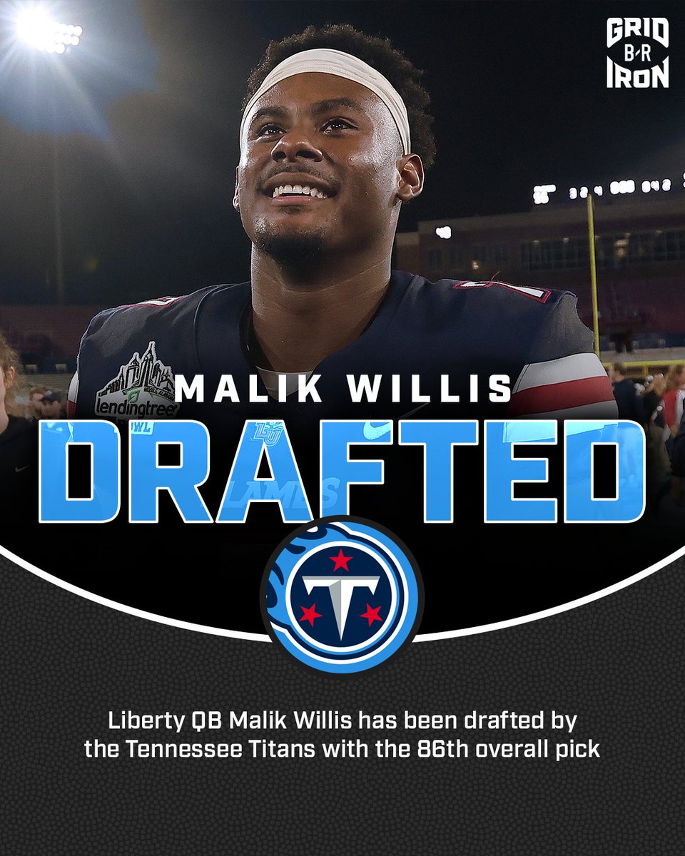 BleacherReport's tweet photo. MALIK WILLIS HAS BEEN DRAFTED 🚀 

Titans select the Liberty QB with the 86th pick https://t.co/QaycGeNs9e