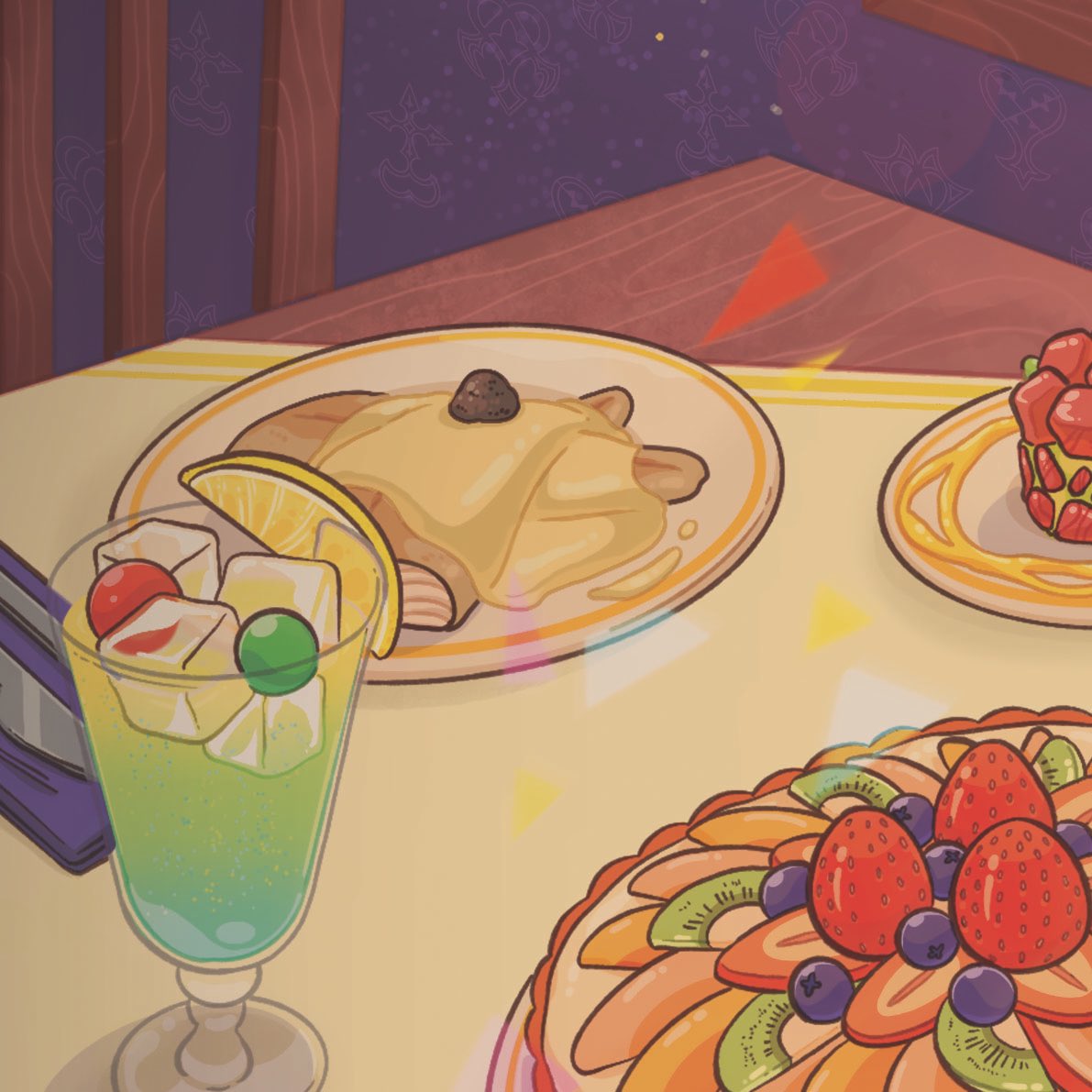 Previews of some pieces for a Kingdom Hearts zine @samepagezines 🍽🎴 