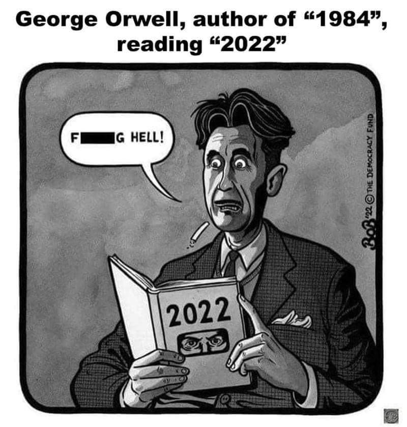 'Every record has been destroyed or falsified, every 📘 rewritten, every 🖼 has been repainted, every statue & street 🏢 has been renamed, every date has been altered...nothing exists except an endless present in which the Party is always right.'wrote George Orwell in 1948