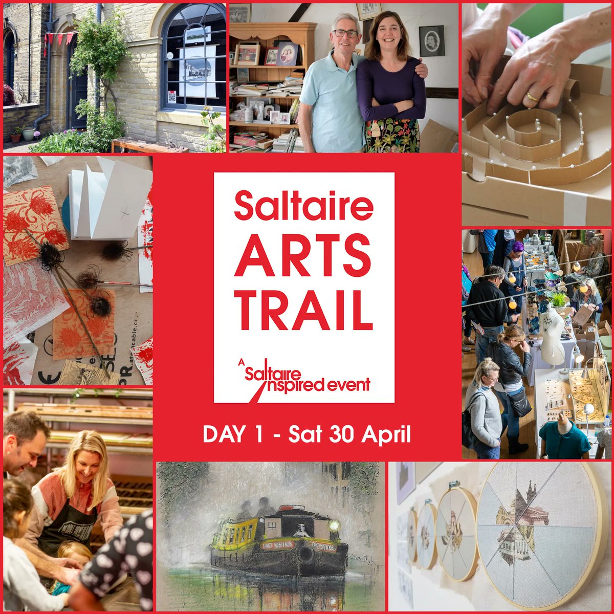 SaltaireArt's tweet photo. TODAY at SALTAIRE ARTS TRAIL:
* Open Village Trail - 10am - 5pm
* Saltaire Makers Fair - Victoria Hall, 11am - 5pm
* Exhibtions &amp; Workshops - times vary, see event info 
Full details of all events: https://t.co/C6cLPLvdjr
#saltaireartstrail #saltaire #Bradford2025 https://t.co/oKUT4W5yjY