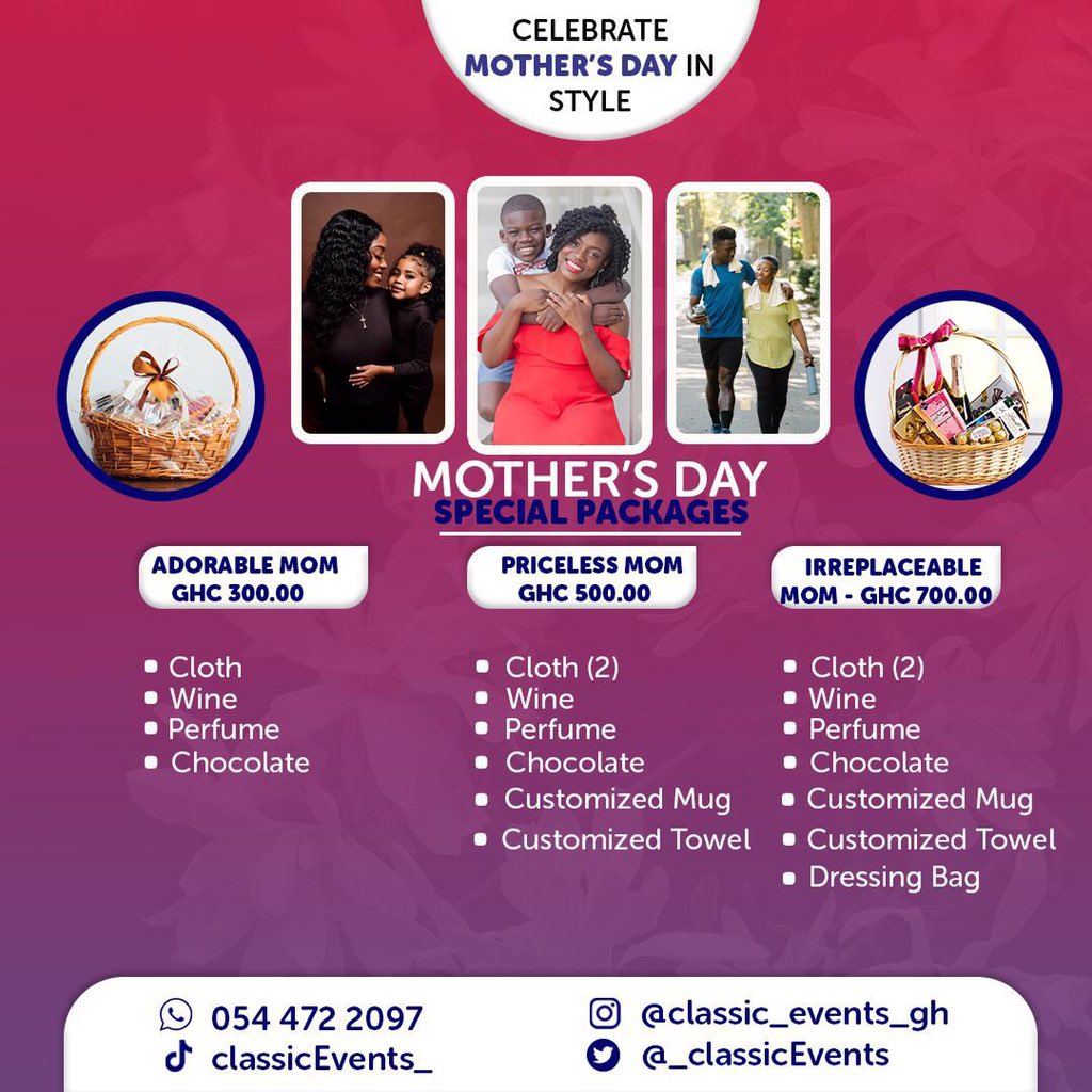 Dm @_ClassicEvents now😍they got a nice package for you this mother's day🤝