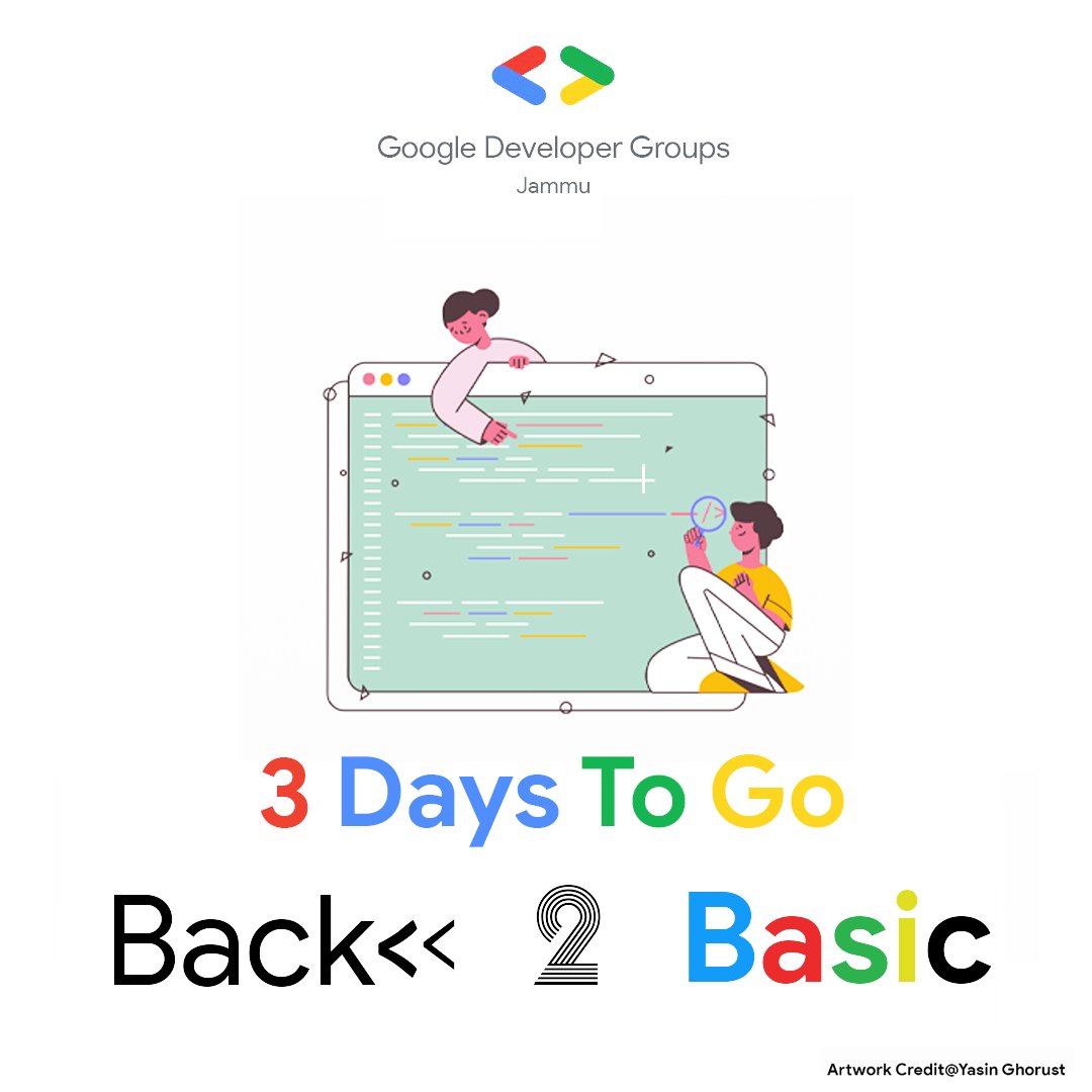 GDGJammu's tweet image. 3 Days to Go #Back2Basic #InPersonSession

 #GDGJammu #GoogleCloud @GDGIndia @googledevgroups @googledevs @GoogleCloud_IN 

Hurray!!!

Register Here: gdg.community.dev/events/details…

Event Link : linkedin.com/events/back-2b…