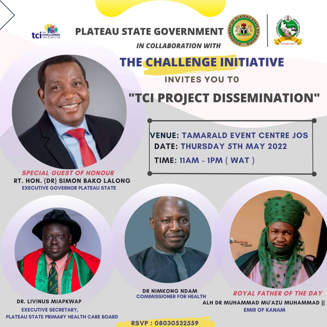Join <a href="/tciurbanhealth/">The Challenge Initiative - TCI</a> plateau as. They share results from the implementation of its Business unusual approach towards increasing uptake in #Familyplanning &amp; #reproductivehealth services across plateau state 

venue : tamarald event Centre Jos
Time : 11am WAT
Date : 05/05/2022