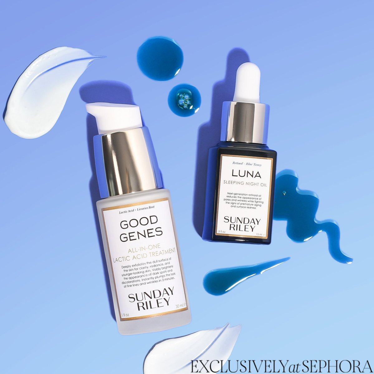 .@sundayriley Power Couple Duo is a power duo that combines the power of lactic acid and retinol! Set includes: 💫Good Genes Lactic Acid Treatment 💫Luna Sleeping Night Oil MRP ₹7,480 Available at all Sephora India stores and online at sephora.nnnow.com.