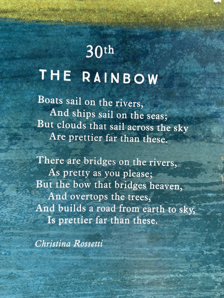 Good morning lovelies!

Today’s #naturepoem the last one for April, and probably my favourite one so far. 

30th April! 

☁️ 🌈 🛶