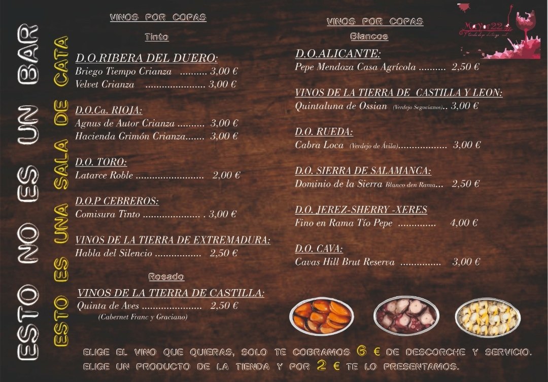 Nuestra primera propuesta para La Sala de Catas de La Vinoteca Mayor 22 de El Barco de Ávila. Y además puedes elegir entre 1.600 referencias por botella.