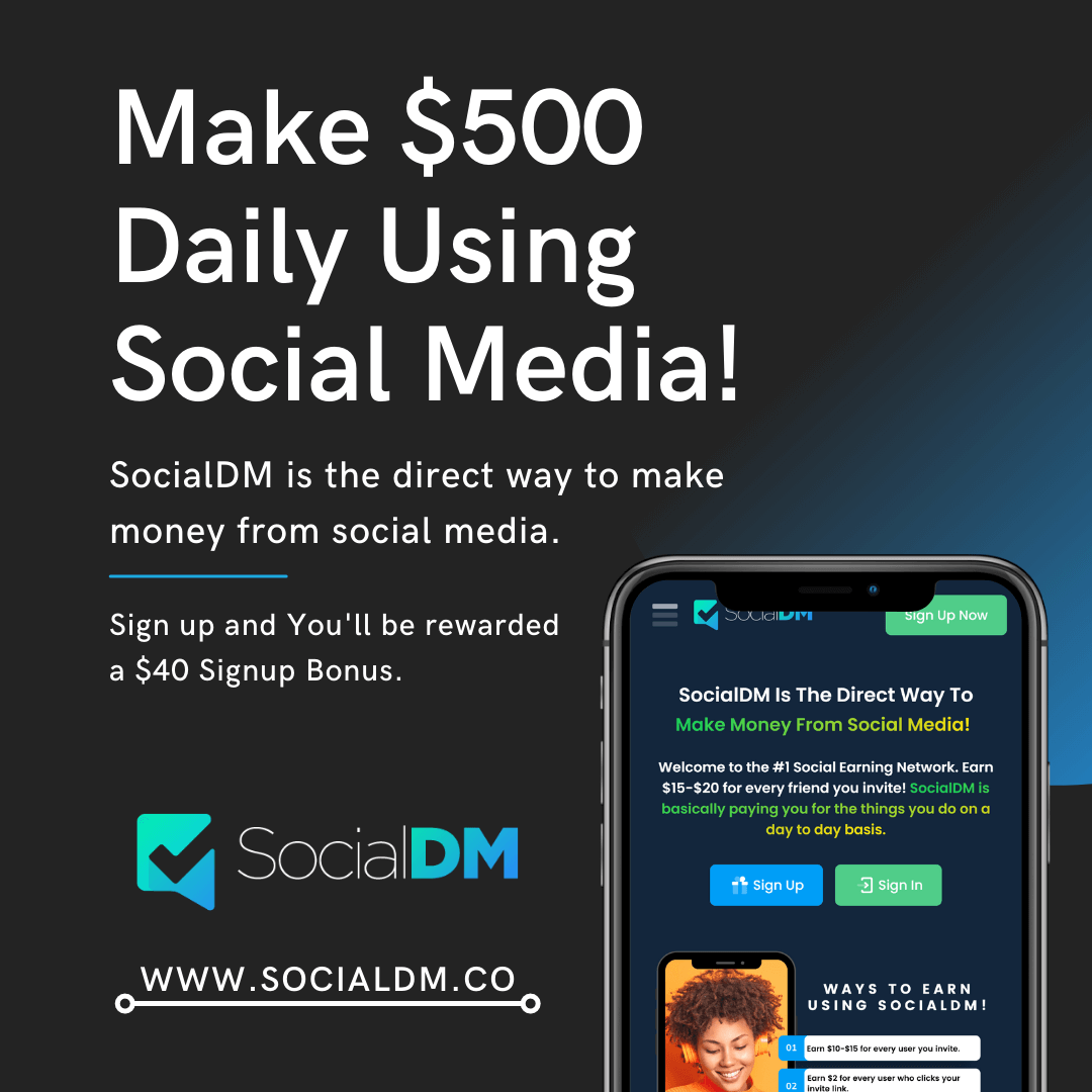 MissBiTChEE's tweet photo. SocialDM let's you earn $500 daily. I earned $496 today! You get paid for testing apps, voicing your opinion and posting on social media. Signup now for a $40 bonus! https://t.co/DkF8Qj9pDf #SocialDM #trend https://t.co/y45DtURD0g