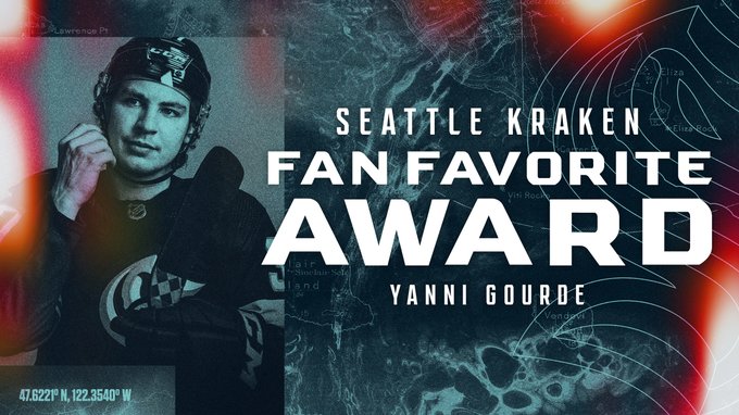 kraken fan favorite award graphic with image of yanni gourde