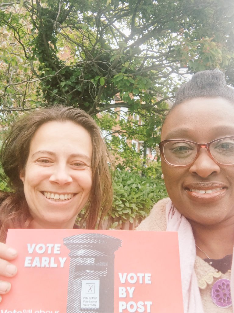 Springfield_Lab's tweet photo. Thank you to @AnntoinetteBra1 for joining @LauraPascal81 from Springfield Labour yesterday, reminding Labour supporters to get their votes in the post box! #votelabour #votebypost #ToriesOut #ProjectNorth https://t.co/9FtHL1n2Fo
