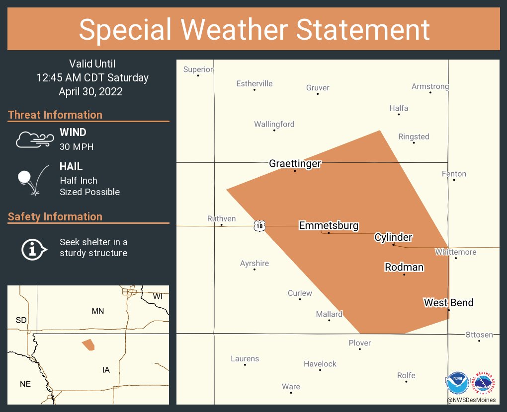 NWS Des Moines on Twitter "A special weather statement has been issued