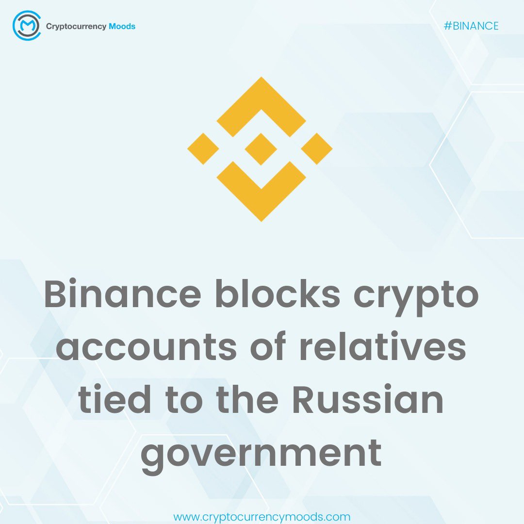 currencymoods's tweet photo. Binance blocks crypto accounts of relatives tied to the Russian government

#bitcoin  #Bitcoin  #Crypto #CryptoNews #switchcrypto #cryptocurrecy #cryptocurrencymoods #Binance  #NFTs #NFTartist #metaverse #Russia https://t.co/GpoeQzUL4s