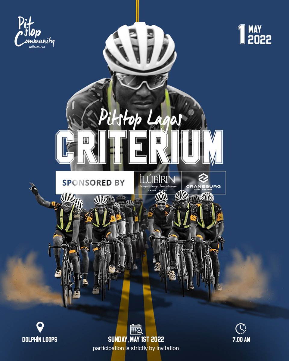 PitstopLagos's tweet photo. Another Criterium is here.
This Sunday, we meet at the πDolphin Loops to cheer our finest bike racers.
Time: 7:00am
Time for fun, everyone!
π Participation is strictly by invitation.
β
#cycling #cyclingtour #pitstopcommunity #pitstoplagos https://t.co/8kPiCvqFL7