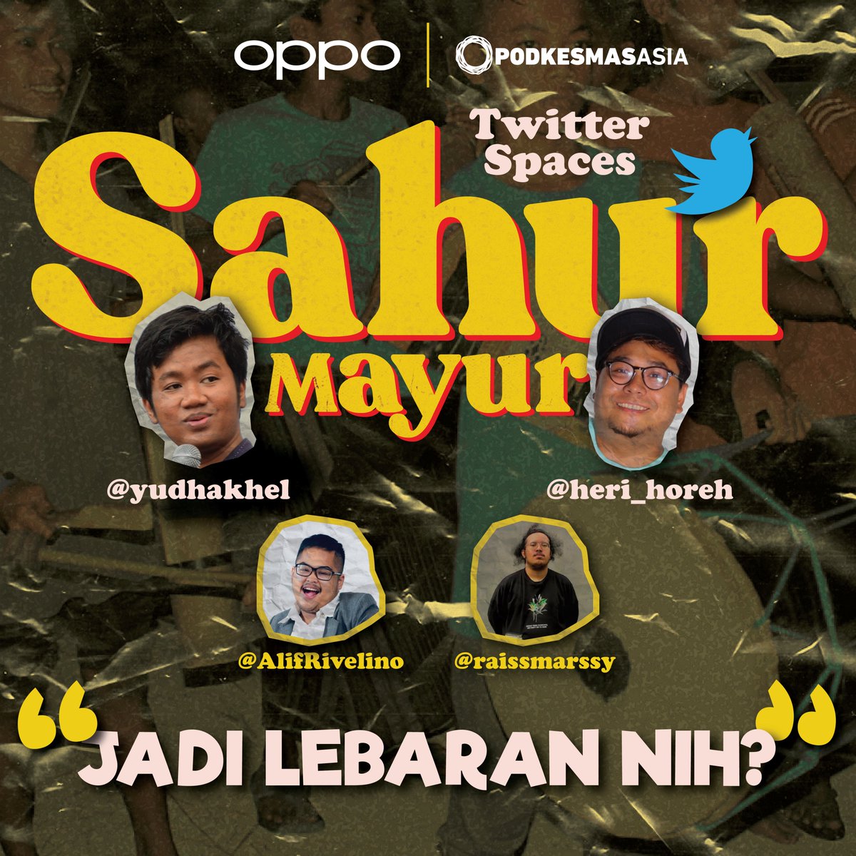 AKHIRNYA LEBARAN JUGAA! Yang paling dikangenin pas lebaran apa nihh frenn? 

Coba kita tanya @AlifRivelino & @raissmarssy di #SahurMayur terakhir nihh :(

Tentunya bareng @yudhakhel & @Heri_Horeh doong!

in partnership with @OPPOIndonesia 
#BeriKabarSelagiSempat 
#OPPORamadan2022